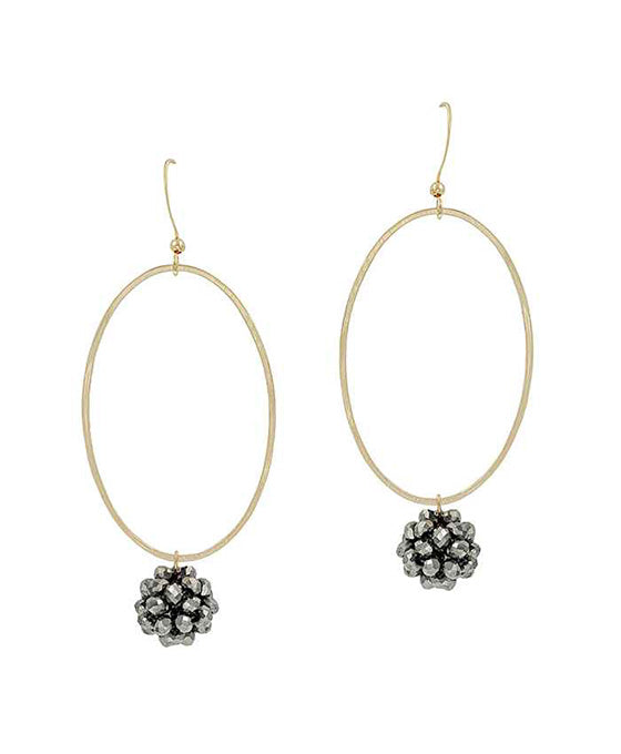 Glass Oval Metal Earring