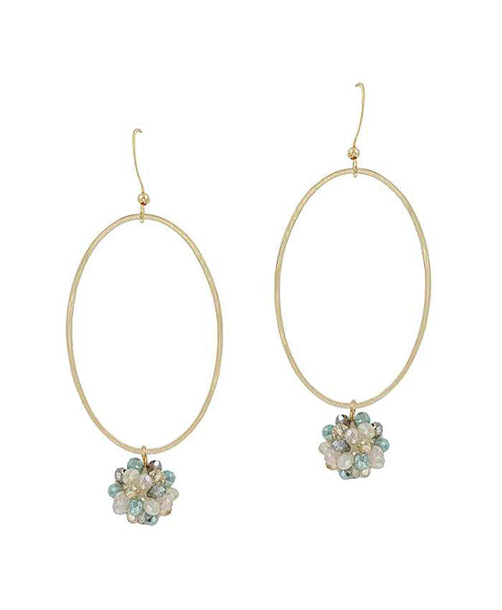 Glass Oval Metal Earring