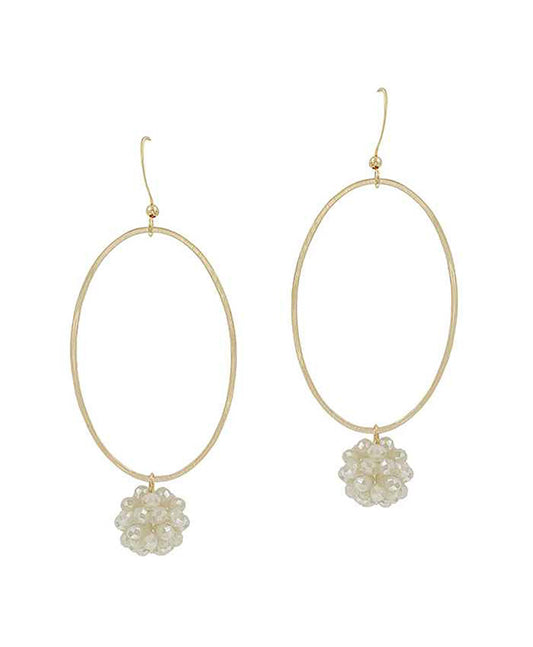 Glass Oval Metal Earring