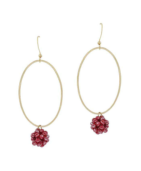 Glass Oval Metal Earring