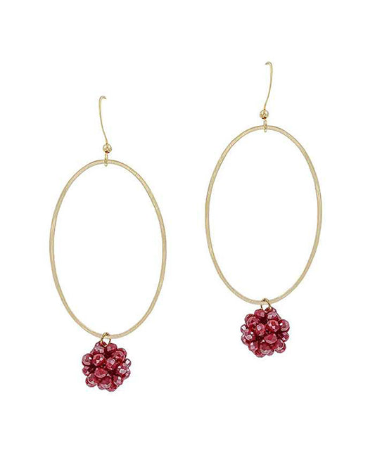 Glass Oval Metal Earring