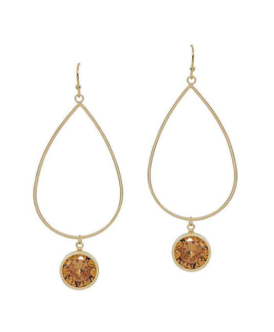 Glass Teardrop Metal Earring