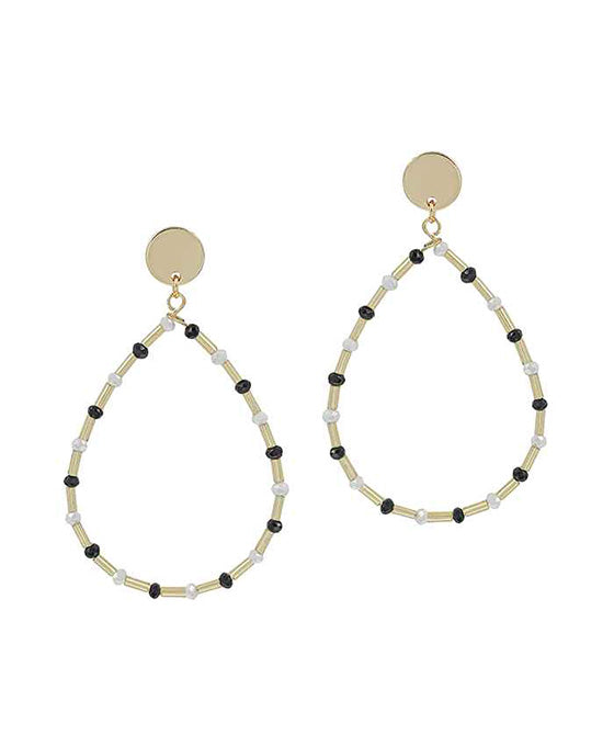 Teardrop Glass & Metal Bar Post Earring