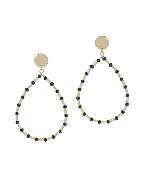 Teardrop Glass & Metal Bar Post Earring