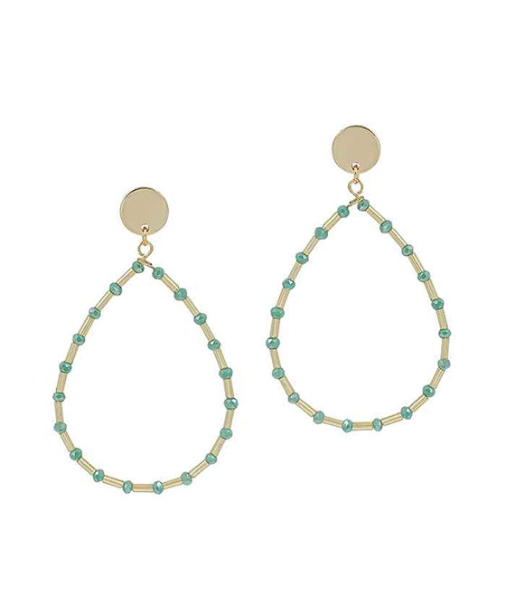 Teardrop Glass & Metal Bar Post Earring