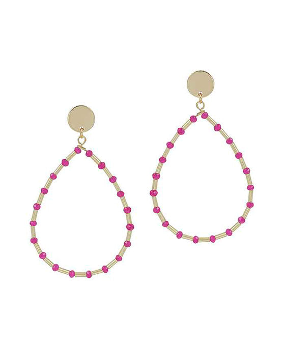 Teardrop Glass & Metal Bar Post Earring