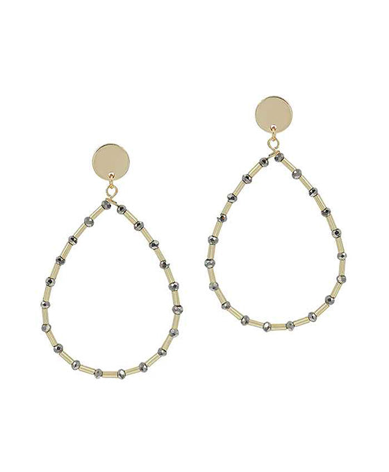 Teardrop Glass & Metal Bar Post Earring