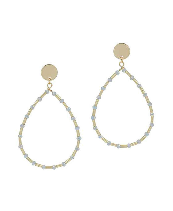 Teardrop Glass & Metal Bar Post Earring