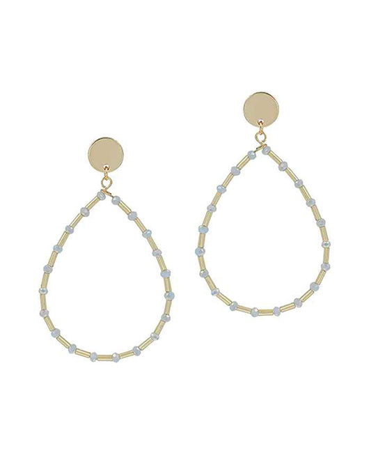 Teardrop Glass & Metal Bar Post Earring