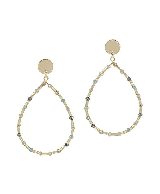 Teardrop Glass & Metal Bar Post Earring