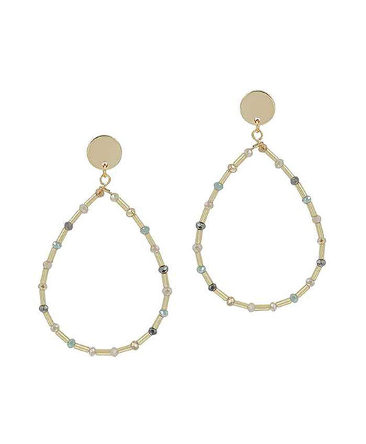Teardrop Glass & Metal Bar Post Earring