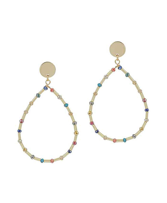 Teardrop Glass & Metal Bar Post Earring