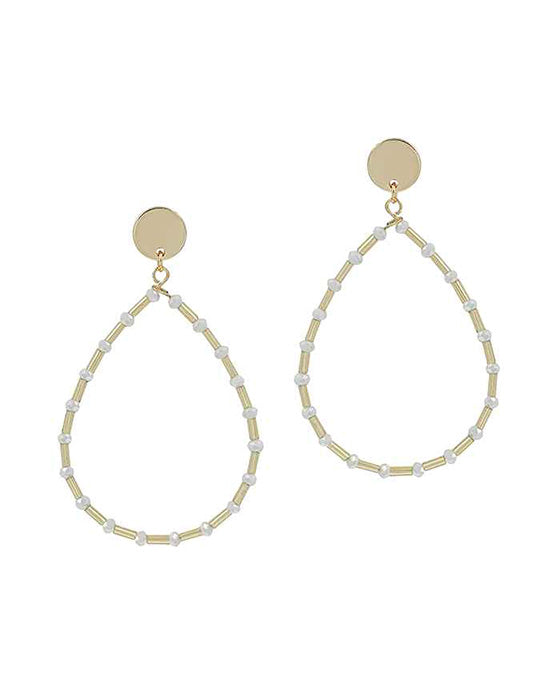 Teardrop Glass & Metal Bar Post Earring
