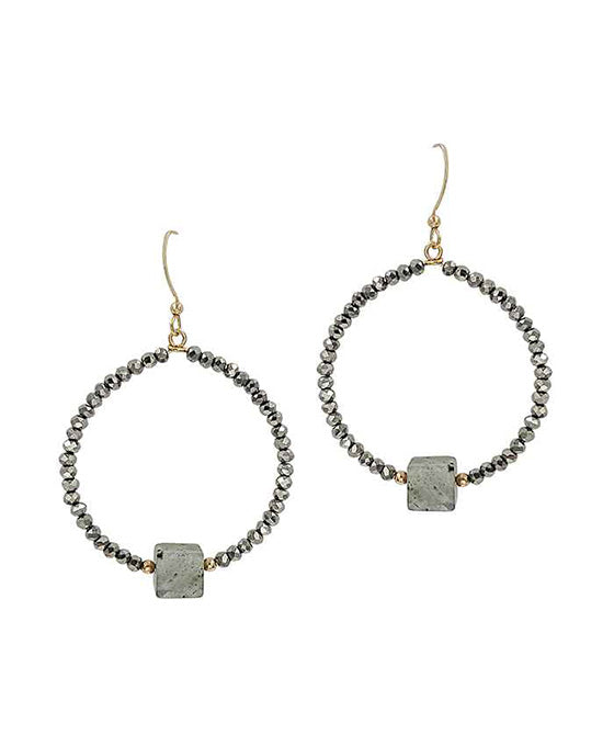 Square Stone Glass Earring
