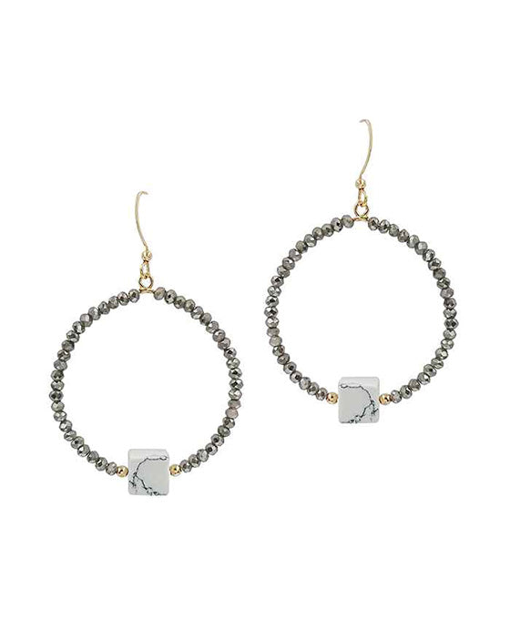 Square Stone Glass Earring