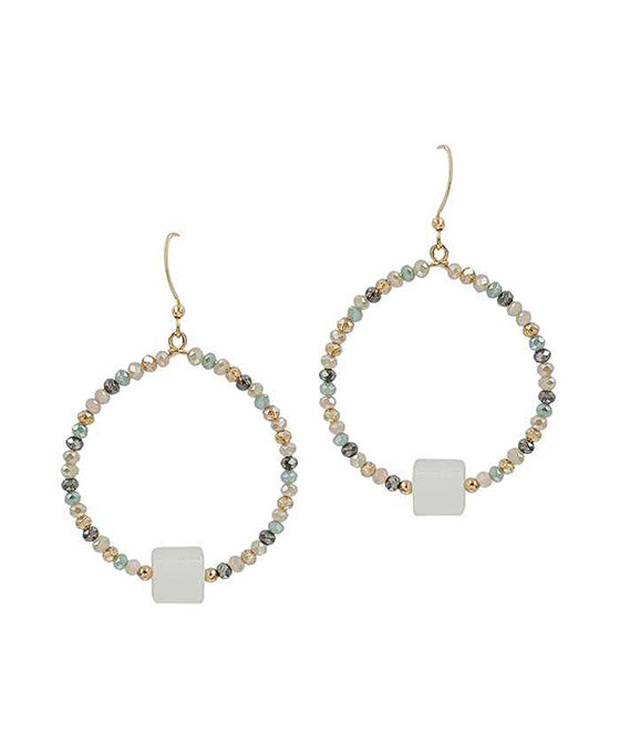 Square Stone Glass Earring