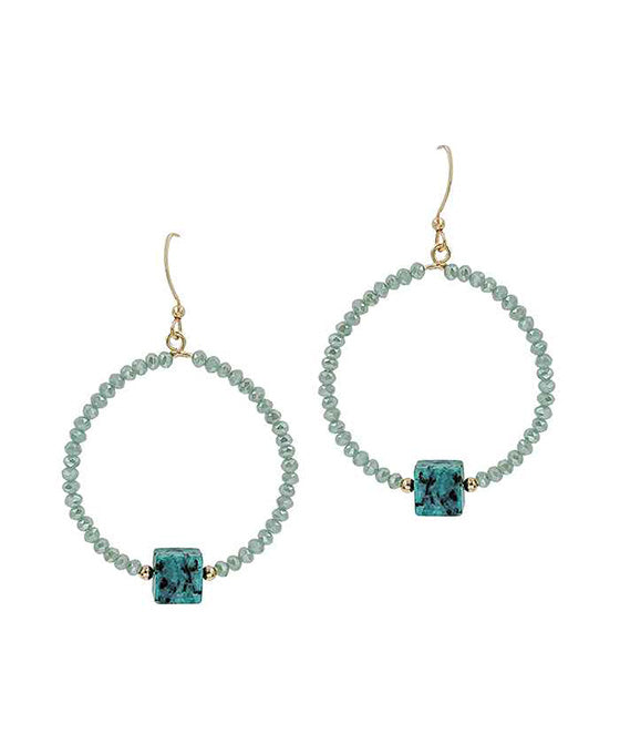 Square Stone Glass Earring