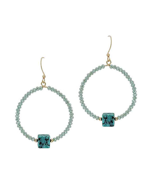 Square Stone Glass Earring