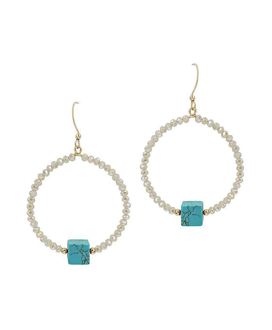 Square Stone Glass Earring