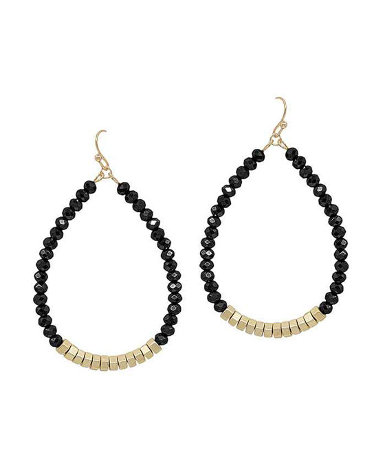 Glass & Metal Beads Teardrop Earring