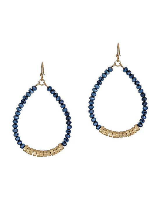 Glass & Metal Beads Teardrop Earring