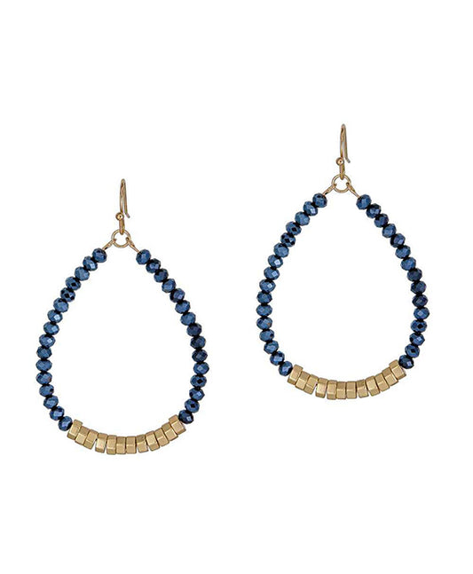 Glass & Metal Beads Teardrop Earring