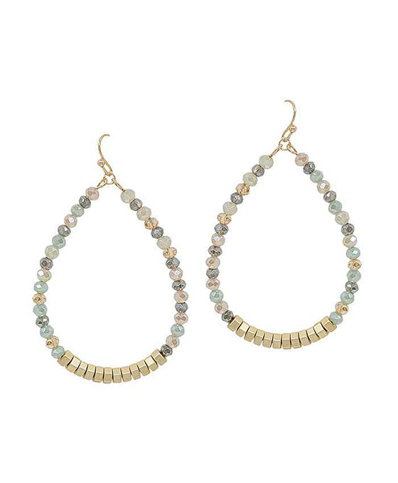 Glass & Metal Beads Teardrop Earring