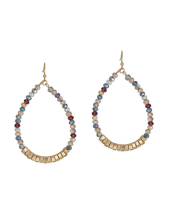 Glass & Metal Beads Teardrop Earring
