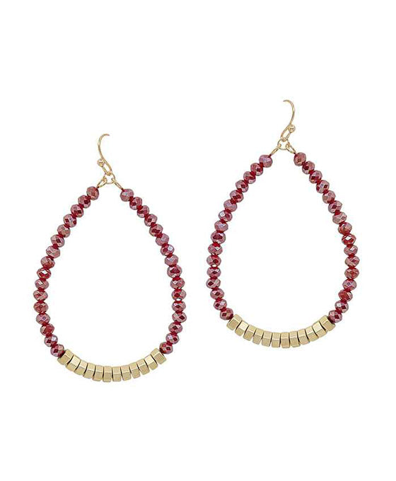 Glass & Metal Beads Teardrop Earring