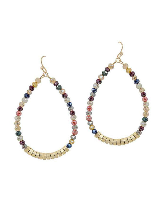 Glass & Metal Beads Teardrop Earring