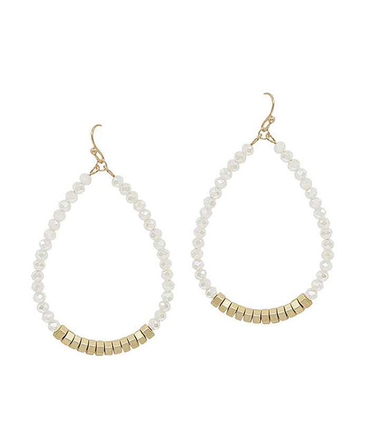 Glass & Metal Beads Teardrop Earring