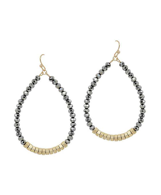 Glass & Metal Beads Teardrop Earring