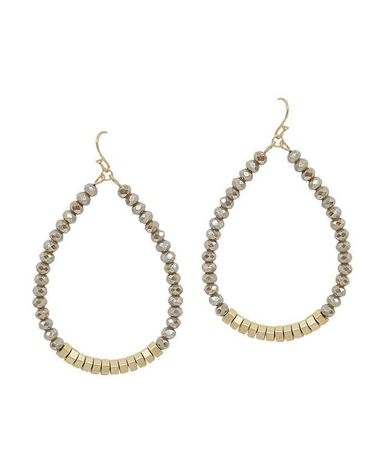 Glass & Metal Beads Teardrop Earring