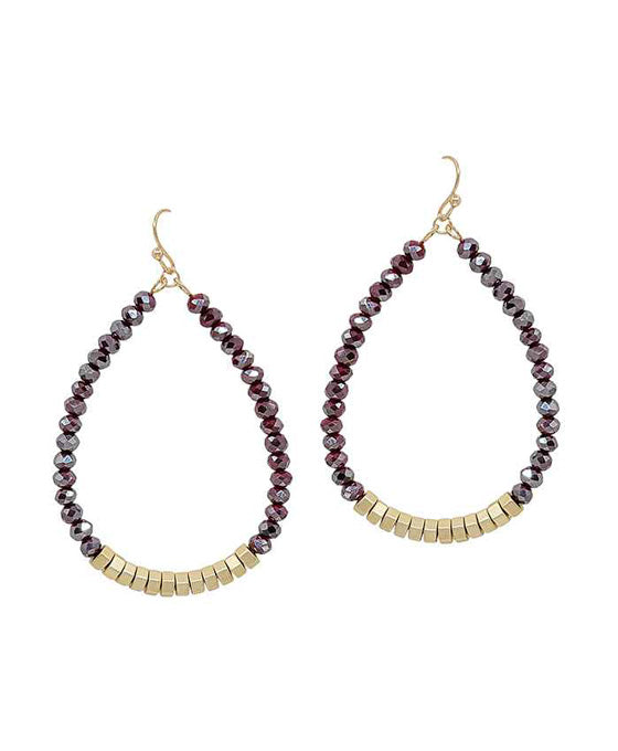 Glass & Metal Beads Teardrop Earring