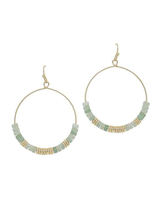 Stone & Metal Round Earring