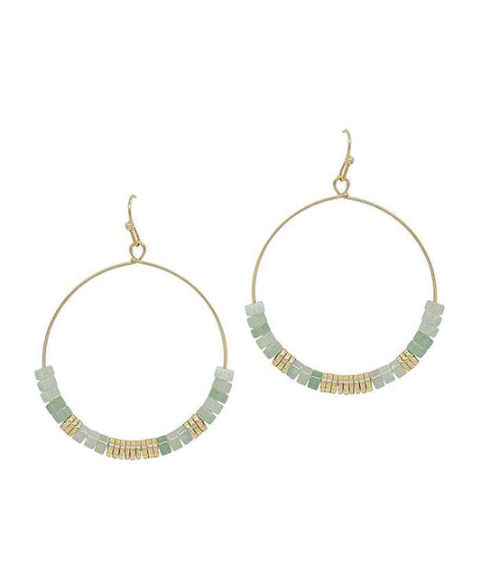 Stone & Metal Round Earring