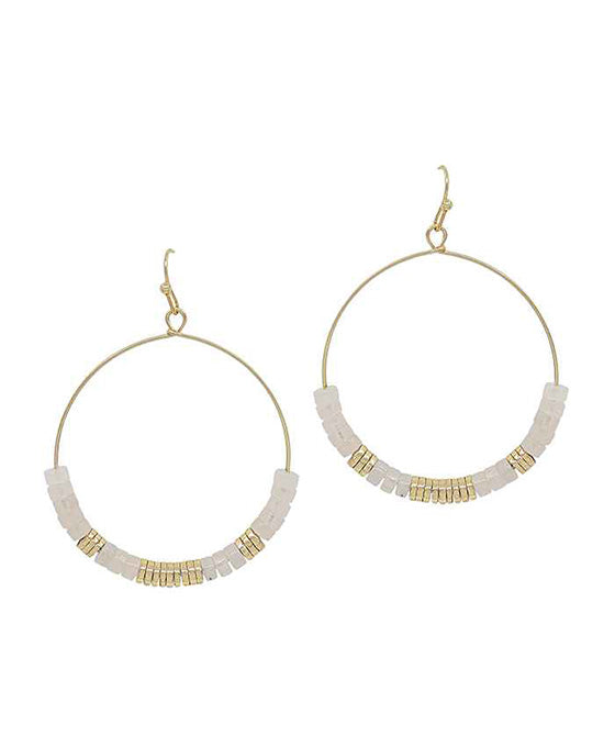 Stone & Metal Round Earring