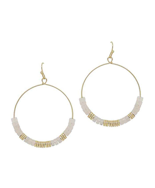 Stone & Metal Round Earring