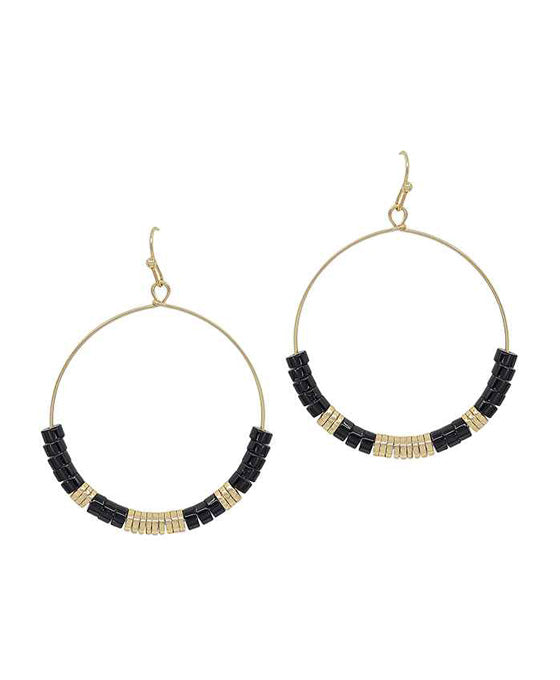 Stone & Metal Round Earring