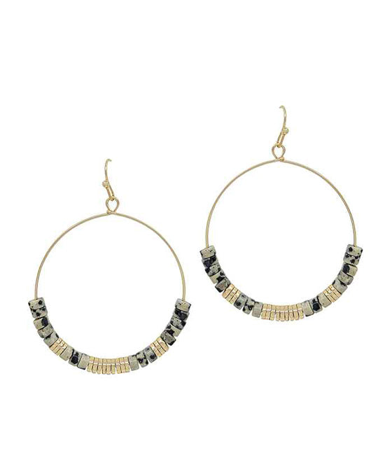 Stone & Metal Round Earring