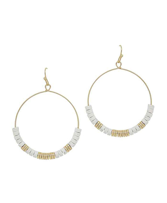 Stone & Metal Round Earring