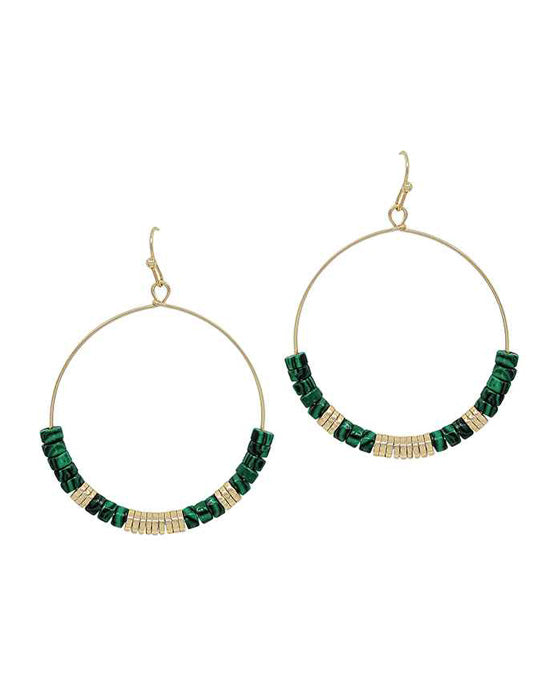 Stone & Metal Round Earring