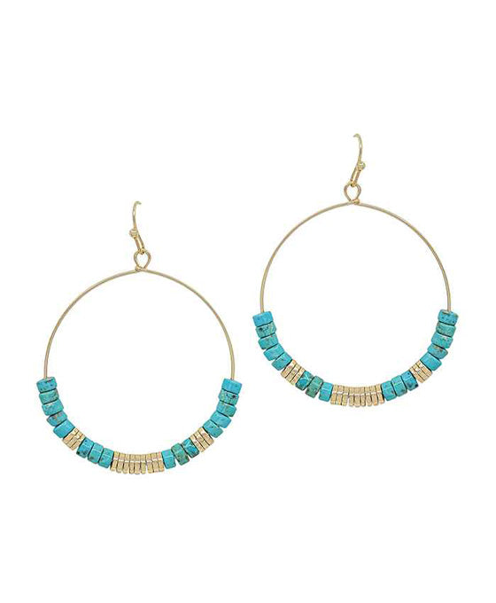 Stone & Metal Round Earring