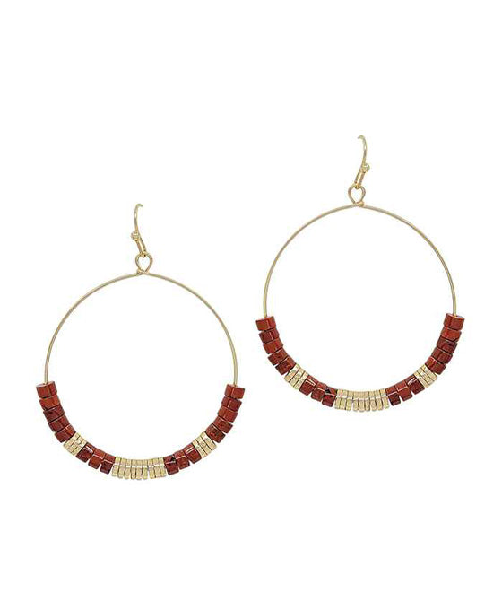 Stone & Metal Round Earring
