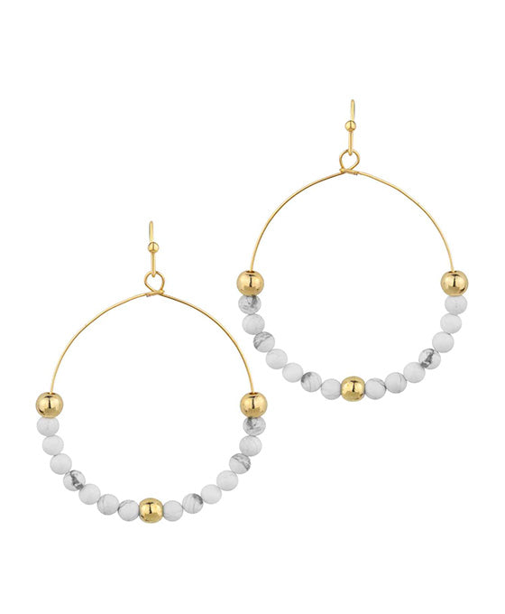 Stone & Metal Ball Earring
