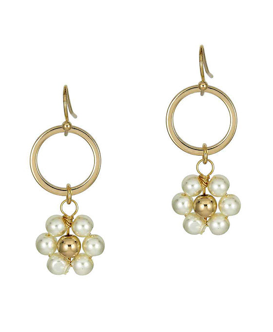 Pearl Flower Metal Ring Earring