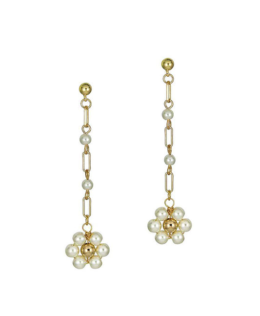 Pearl Flower Metal Chain Earring