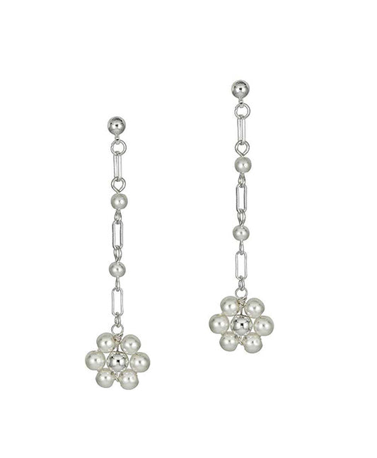 Pearl Flower Metal Chain Earring