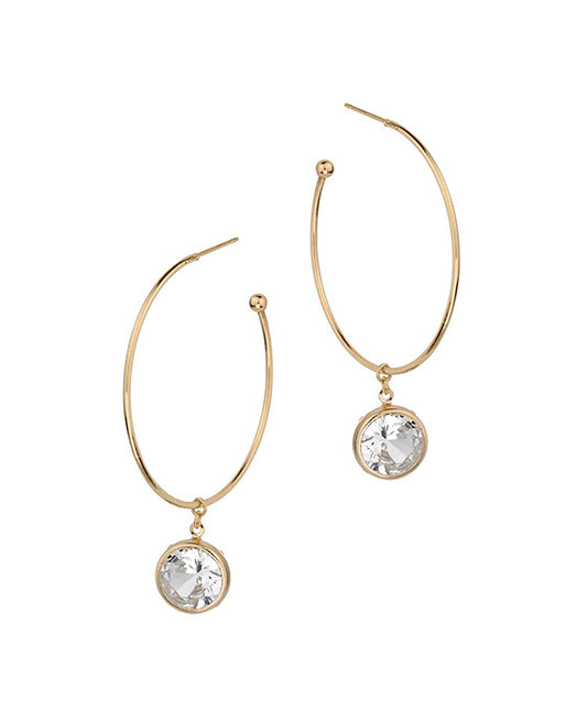40mm Hoop Earring w/ Crystal Charm