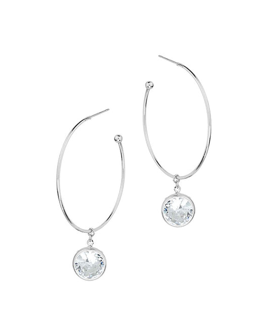 40mm Hoop Earring w/ Crystal Charm